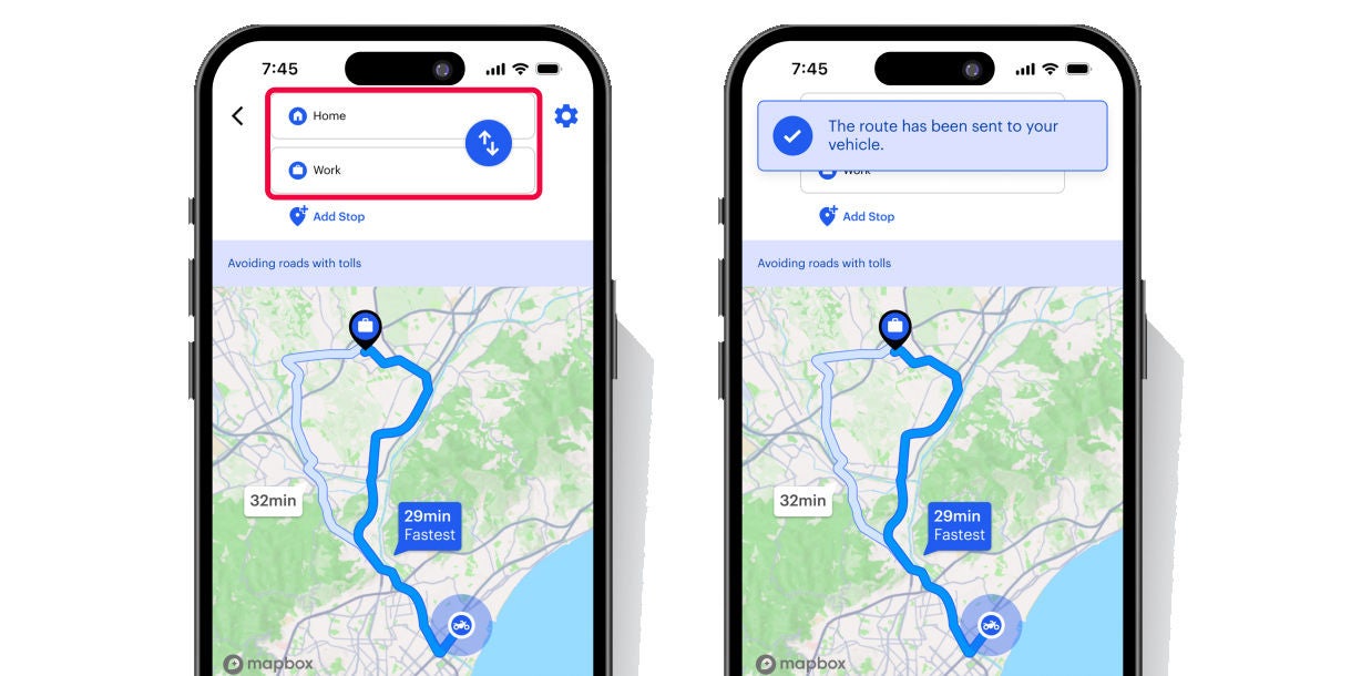 Searching for routes via smartphone